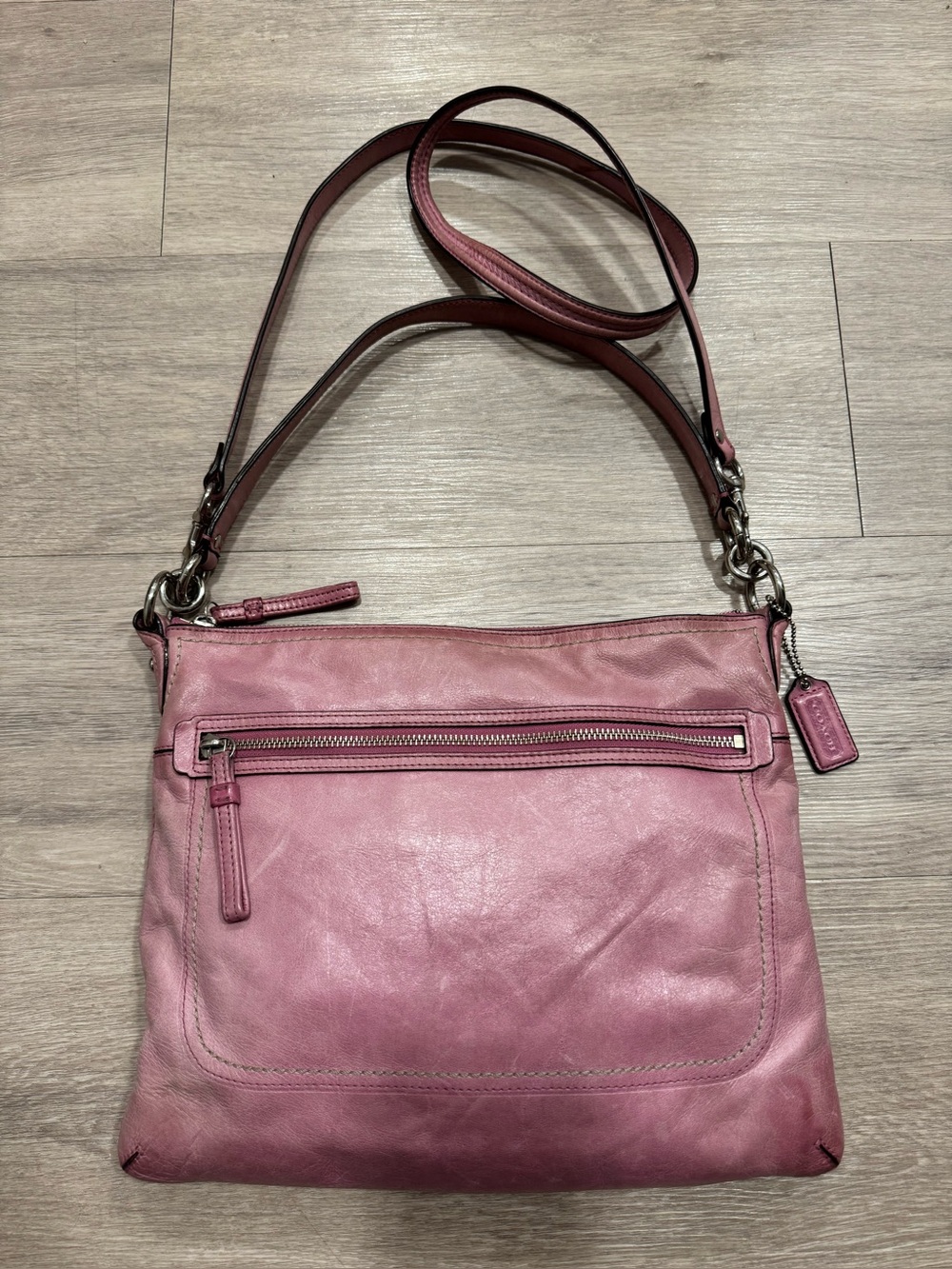 Coach Pink Leather Crossbody Shoulder Bag